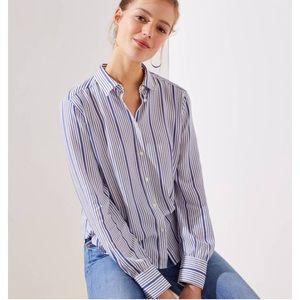 NWT Blue & White Stripe Button Down Crossback